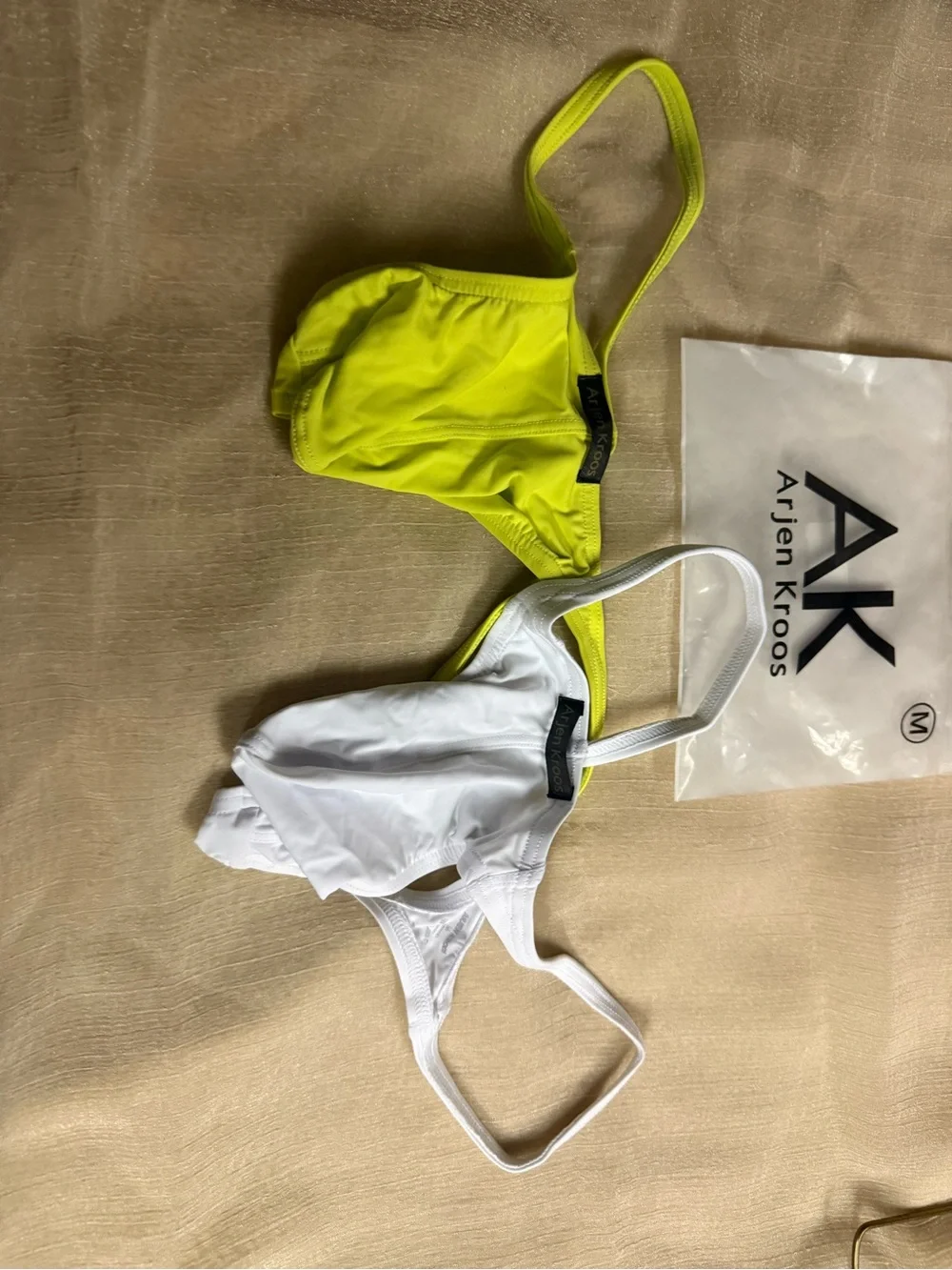 Men's Neon Lime & White Triangle Underwear Set - Picture 3 of 5